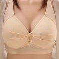 thumbnail image 2 of Birdeem Womens Non Steel Ring Style Printed Gathered Middle Button Breathable Underwear Daily Bra, 2 of 5