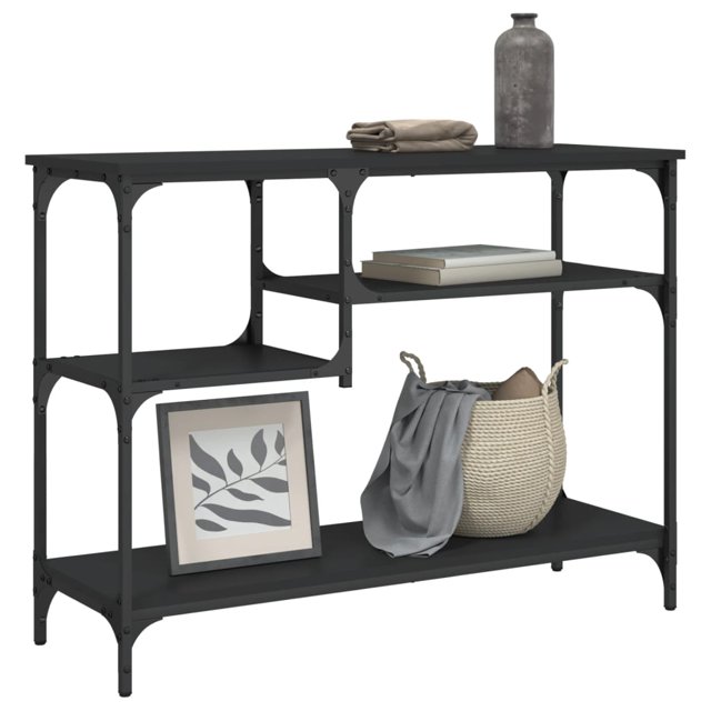 vidaXL Table Console avec Étagères Noir 100x35x75 cm