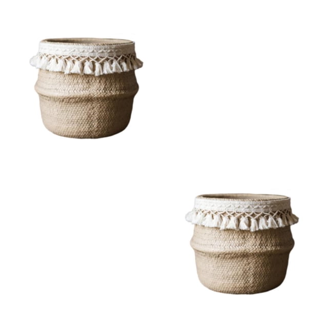 relayinert Hanging Basket Rattan Easy Application For Balcony And Garden Plants Eco-friendly Wickerwork Basket Type 3 2Set