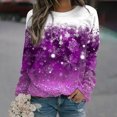 thumbnail image 2 of IROINID Liquidation Chandails à Capuchon de Noël pour Femmes Imprimé Col Rond Chandail à Enfiler Hauts Manches Longues Blouse Confortable Chandail, Violet, 2 of 6