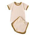 thumbnail image 1 of SUNSIOM Ensemble 2 Pcs pour Filles Manches Courtes Hauts à Blocs de Couleur + Shorts, 1 of 10