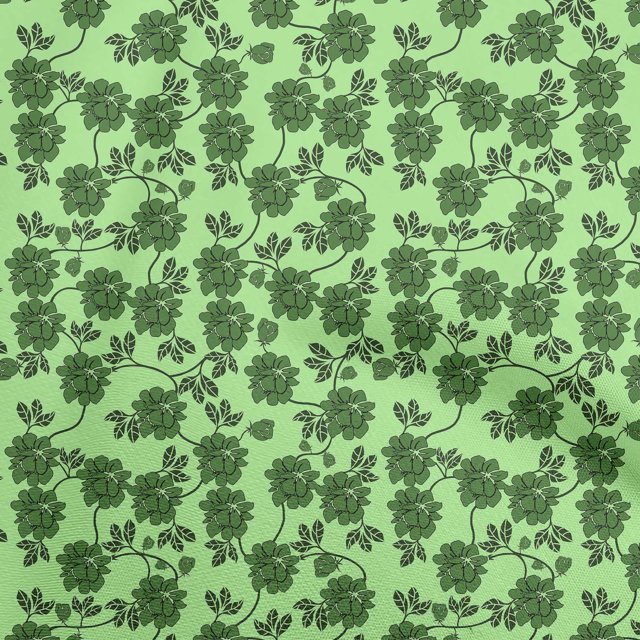oneOone Polyester Spandex Mint Green Fabric Leaves & Clover Sewing Material Print Fabric By The Yard 56 Inch Wide