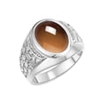 thumbnail image 3 of RYLOS Men's Rings 14K White Gold Nugget Ring with Cabochon Gemstone & Diamonds Smoky Quartz Rings For Men Size 11, 3 of 7