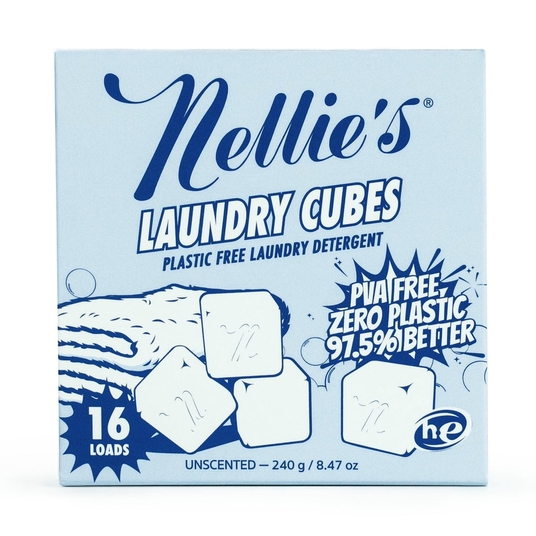 Nellie's Laundry Cubes, 16 Loads, Laundry Detergent, Fragrance Free