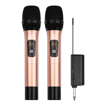 Système de Microphone Sans Fil UHF avec Microphone Cardioïde Portatif Double et Récepteur, 16 Canaux pour Vidéo, Diffusion en Direct, Entrevue