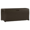 thumbnail image 3 of Suncast 73 gal. Outdoor Resin Wicker Deck Box – Pad-Lockable Storage Chest, Java, 3 of 9