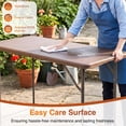 thumbnail image 4 of FDW 4 FT Picnic Table Folding Table Plastic Table,Ratten, 4 of 7