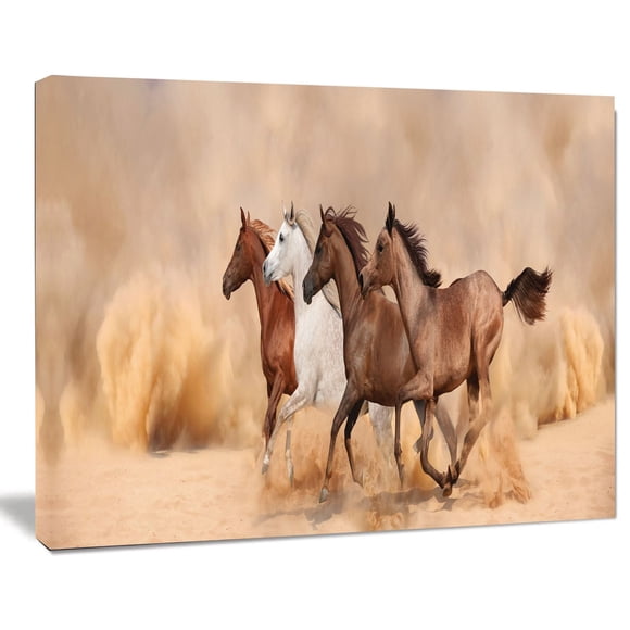 Design Art Herd Gallops in Sand Storm Canvas Print