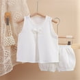 thumbnail image 1 of YUTK Girls 2 Piece Outfits Sweatsuit,Solid Color Gauze Set Double-Layer Breathable Two-Piece Set Bow Top and Pants Set Round Neck Set Sale White, 1 of 3