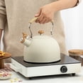 thumbnail image 4 of Ustensiles de Cuisine Théière Rétro pour Cuisinière avec Sifflet Fort Théière en Acier Inoxydable pour Cuisinière Bouilloire de Qualité Alimentaire avec Poignée à Motif et Design Classique, 4 of 4