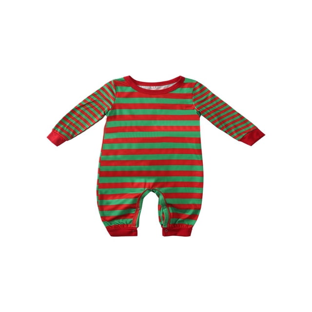 Noël Pyjama Parent-Enfant Ensemble Mode Rayé à Manches Longues Sleepwear Pull avec Pantalon Nouveau
