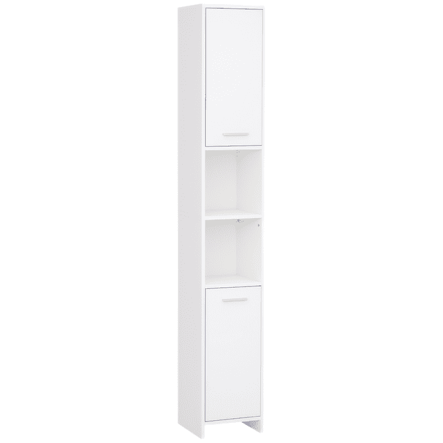 HOMCOM Armoire de Rangement Mince pour Salle de Bain avec 2 Portes et Tablette Ajustable