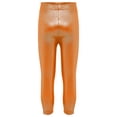 thumbnail image 4 of MSemis Girls Jazz Dance Leggings Metallic Ribbed Elastic Waistband Solid Color Toursers for Hip-hop Performance Orange 150, 4 of 7