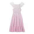 thumbnail image 2 of MIASHUI Robes pour Filles à Manches Volantées, Extensibles, Coupe Trapèze Évasée, Robe d'École, Rose Pâle, 4-5 Ans, 2 of 5