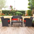 thumbnail image 3 of Costway 8PCS Patio Rattan Furniture Set Cushioned Chair Sofa Coffee Table Red, 3 of 9