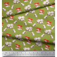 thumbnail image 2 of Soimoi Green Heavy Satin Fabric Mushroom Vegetable Printed Fabric 1 Yard 54 Inch Wide, 2 of 2