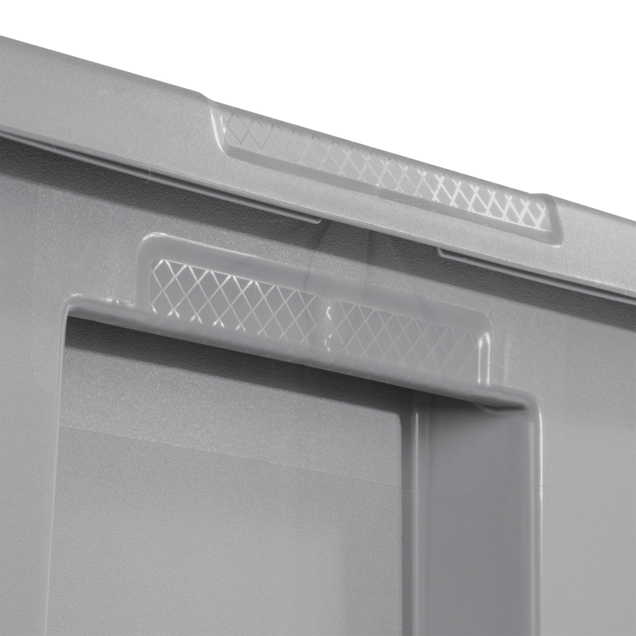 Sterilite 68 Liter, Tote  Plastic Storage Bin, Snap-on Lid with Sure-Grip Handles, Stackable, Gray - 8PK