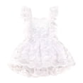 thumbnail image 1 of MIASHUI Girls Solid Color Lace Romper Dresses Summer Sleeveless Bodysuit Clothes,White,18-24 Months, 1 of 8