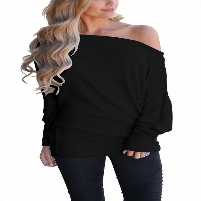 Off The Shoulder Tops Batwing Sleeve Oversized Tunic Pullover Sweatshirts(Women‘s)