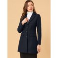 thumbnail image 2 of INSPIRE CHIC Manteau d'Hiver pour Femme à Revers Cranté, Simple Boutonnage, Manches Longues, Bleu Foncé, S, 2 of 6
