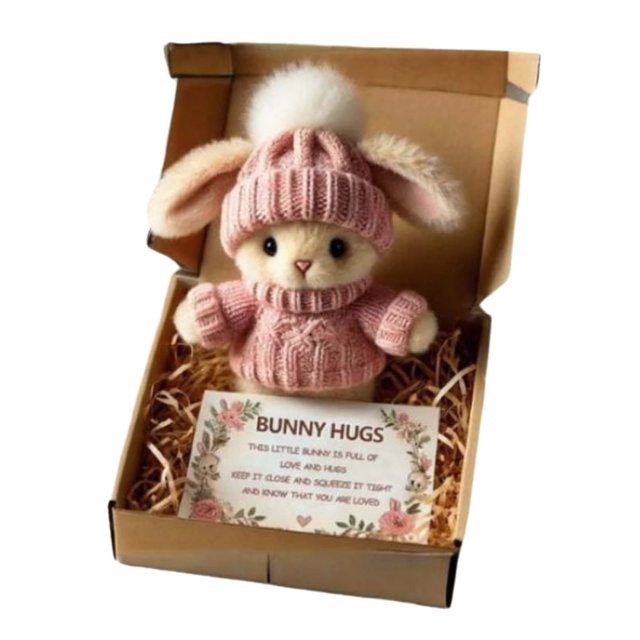 B Mini Bunny Easter Gift Box With Soft Plush Fabric, Cute Rabbit Design And Sturdy Construction For Holiday Treats, Kids Presents And Party Favors