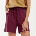 thumbnail image 1 of LSLJS Women's Solid Color Casual Drawstring Sports Shorts with Pocket Womens Shorts, 1 of 9