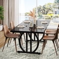 thumbnail image 3 of Tribesigns Dining Table for 4-6 People, 63-Inch Black Rectangular Wood Kitchen Table with Strong Metal Frame, Modern Industrial Dining Table Farmhouse Dinner Table for Home Kitchen Dining Room, 3 of 9