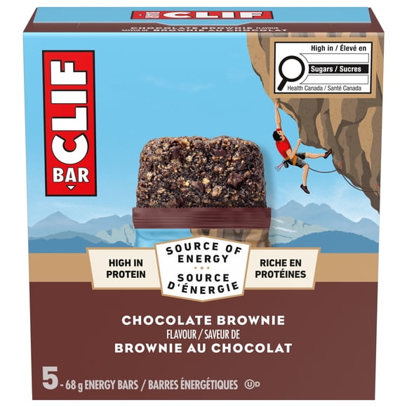 CLIF BAR Energy Bars, Chocolate Brownie, Granola Bar, High in Protein, Contains 70% Organic Ingredients Box of 5 Bars