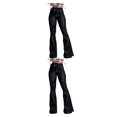 thumbnail image 2 of pitrice Women Wide Leg Jeans High Waist Flared Pants Solid Color Strap Spring Summer Hip-Lifting Ladies Trousers For Office Black L 2Set, 2 of 6