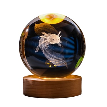 EGNMCR Desk Lamp Gifts 3 D Crystal Ball Night Light With Phantom Color LED Wooden Base, 2.35 Inch Diameter Glass Ball Lamp, USB Phantom Breathing Light, Birthday Gift For Kids Crystal Ball Light