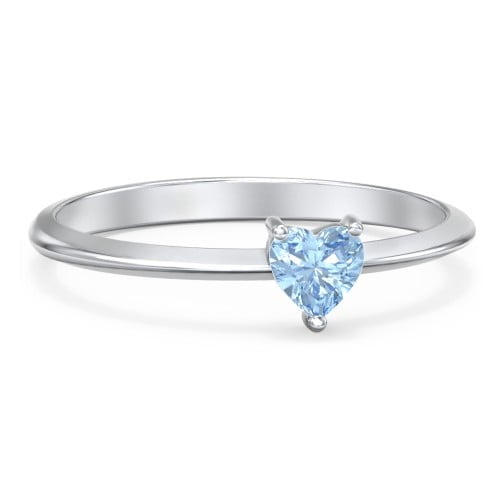 Heart Birthstone Ring - Blue Topaz (December)