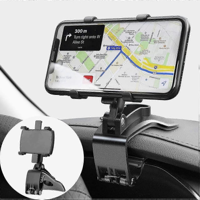 360 Rotating Car Phone Mount Dashboard Holder for GPS & 4-7 Inch Smartphones (Black)
