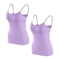 thumbnail image 1 of Timegard Camisoles pour Femmes 2 Pcs avec Soutien-Gorge Intégré Col Rond Bretelles Spaghetti Ajustées Douces Maillots de Corps Décontractés Hauts de Pyjama, 1 of 4