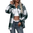 thumbnail image 2 of Women Plaid Flannel Shirt Jacket Button Down Lapel Long Sleeve Shacket Cardigan Coats Fall Spring Clothes, 2 of 6