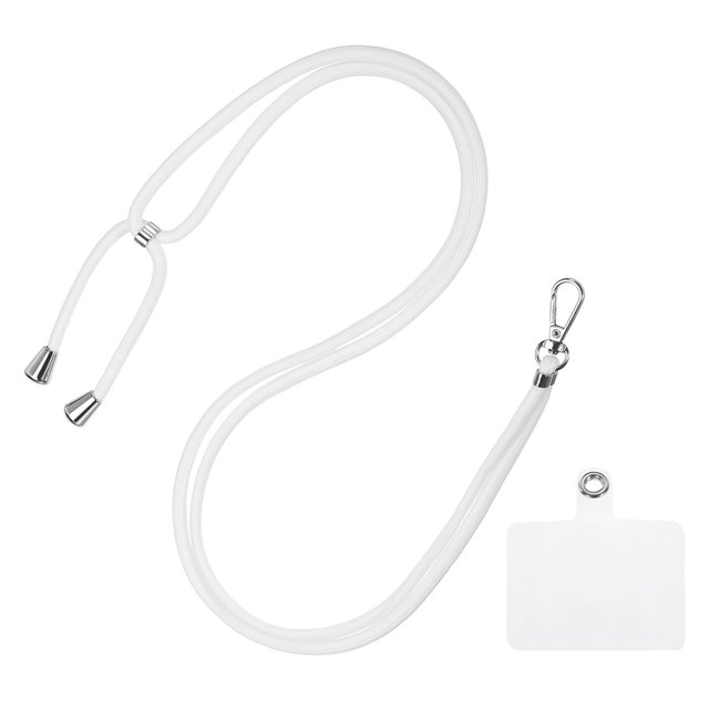 Unique Bargains Phone Lanyard, Adjustable Neck Lanyard with Transparent Lanyard Patch, White, 1 Count