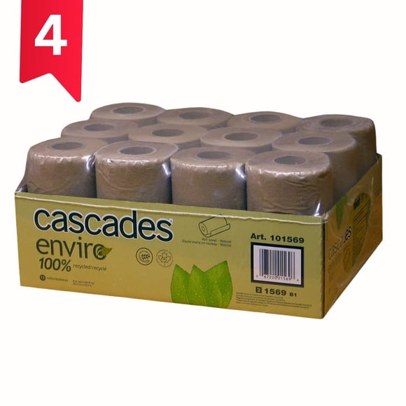 Cascades Enviro Rouleaux d'Essuie-tout en Papier Brun, Papier Hygiénique Brun / Essuie-Tout Commercial 48 Rouleaux