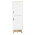 thumbnail image 1 of FM FURNITURE British 2-Door Modern Engineered Wood Single Pantry in White/Oak, 1 of 7
