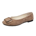 thumbnail image 1 of Khaki Women'S Canvas Shoes Square Toe Decor Buckle Flat Solid Color Candy Color Casual Breathable Work Footwear For Spring Autumn Wear Size 39, 1 of 3