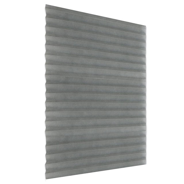 Self-Adhesive Pleated Blinds Half Blackout Window Curtains Grey (90x180cm)
