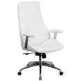 thumbnail image 1 of High Back White Leather Smooth Upholstered Executive Swivel Office Chair with Arms, 1 of 6