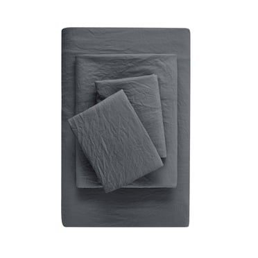 Mainstays Washed Ultra Soft Microfiber Bed Sheet Set, King, Soothing Grey, 4 Piece