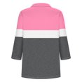 thumbnail image 4 of Hot6sl Économies d'Été Liquidation Blouse & Chemise à Manches Courtes Col Rabattu, T-shirt Assorti pour Femmes Col en V Col Rabattu Manches 3/4, Haut en polyester pour Femmes/rose Vif, TG, 4 of 5
