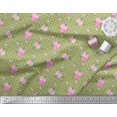 thumbnail image 3 of Soimoi Green Cotton Jersey Fabric Pink Flower & Check Print Sewing Fabric BTY 58 Inch Wide, 3 of 5