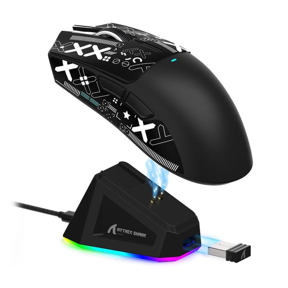 ATTACK SHARK X11 Lightweight Wireless Gaming Mouse with RGB Charging Dock,Tri-Mode-2.4G/USB-C Wired/BT,22K DPI,PAW3311 Optical Sensor,HUYU Switch, 5 p
