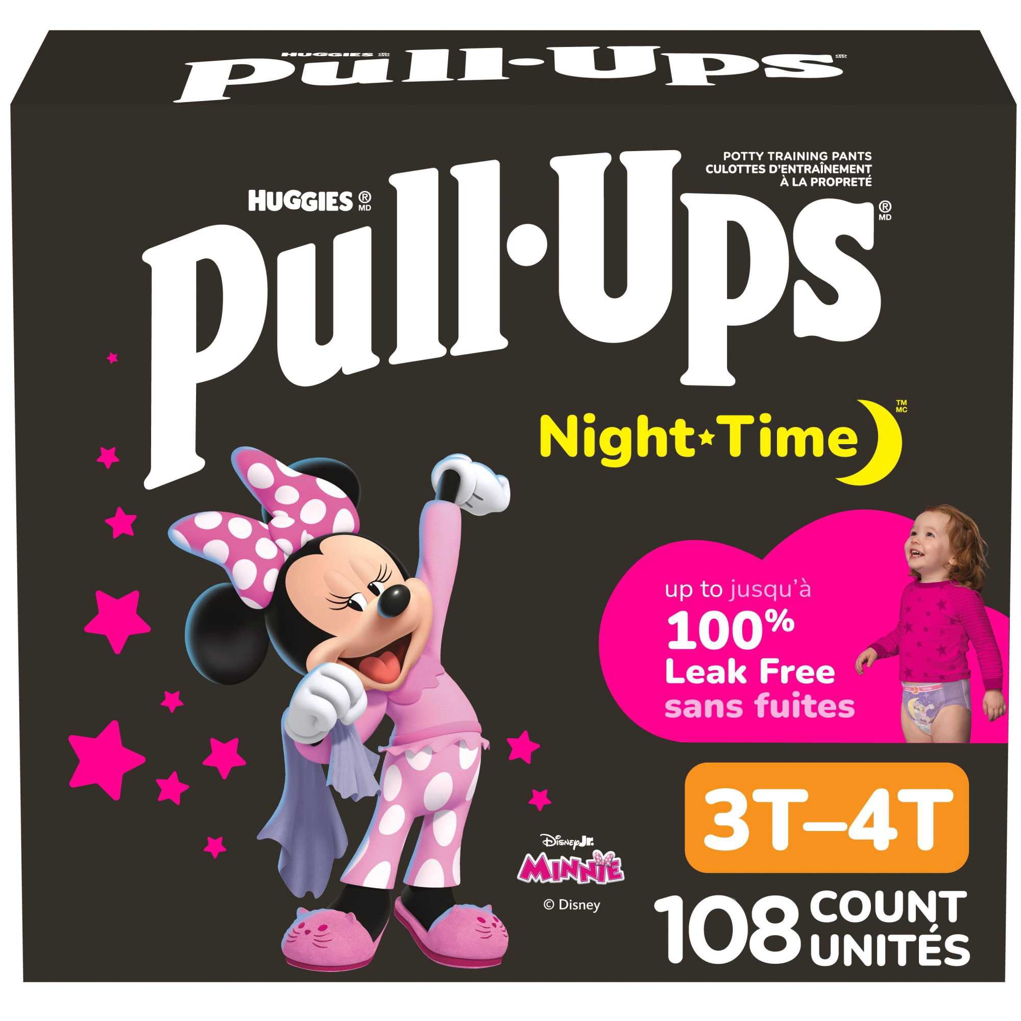 Pull-Ups Girls' Night-Time Potty Training Pants, 3T-4T (32-40 lbs), 108 Ct