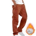 thumbnail image 1 of cllios Cargo Pantalon pour Homme Tendance Uni Doublé en Molleton Pantalon de Travail Extérieur Pantalon Tactique Confortable Jambe Droite Pantalon Cargo Multi-Poches, 1 of 7