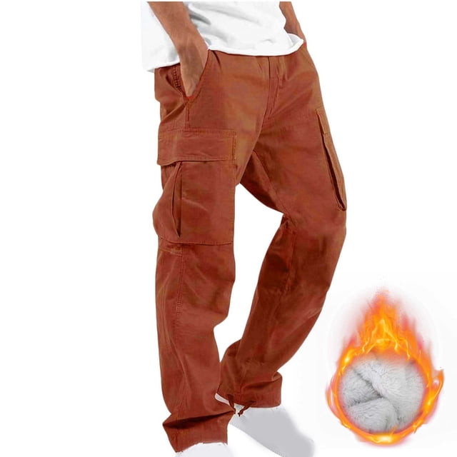 cllios Cargo Pantalon pour Homme Tendance Uni Doublé en Molleton Pantalon de Travail Extérieur Pantalon Tactique Confortable Jambe Droite Pantalon Cargo Multi-Poches