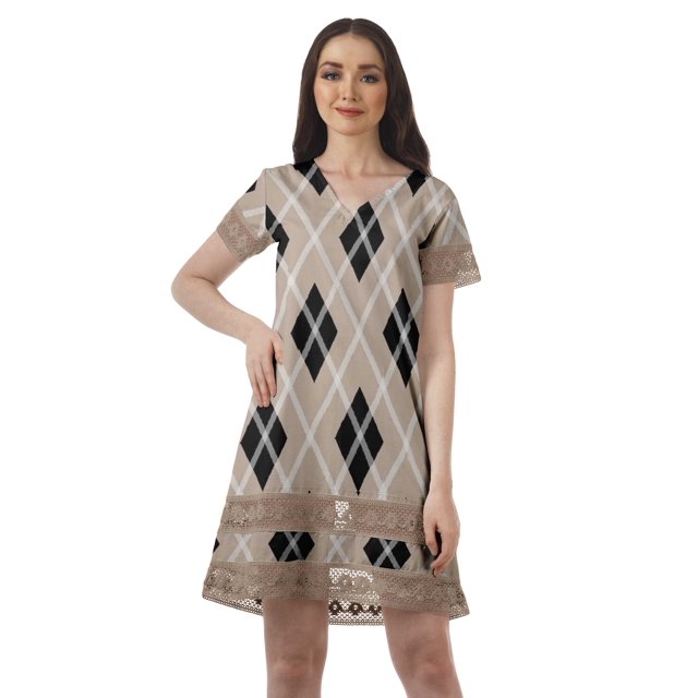 Moomaya Tenues d'Été Coton Flex Imprimées Robes Courtes pour Femmes Tenue Décontractée