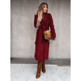 thumbnail image 2 of LinYooLi Trench Coats for Women Casual Lapel Long Solid Color Wrap Coat Wool Blend Overcoat Shacket Jacket, 2 of 4