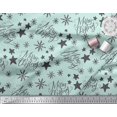 thumbnail image 2 of Soimoi Green Heavy Canvas Fabric Star & Snowflakes Text Print Fabric by the Yard 58 Inch Wide, 2 of 5